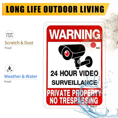 SEHINU video surveillance warning sign 10x7 ideal for driveways and property entry.