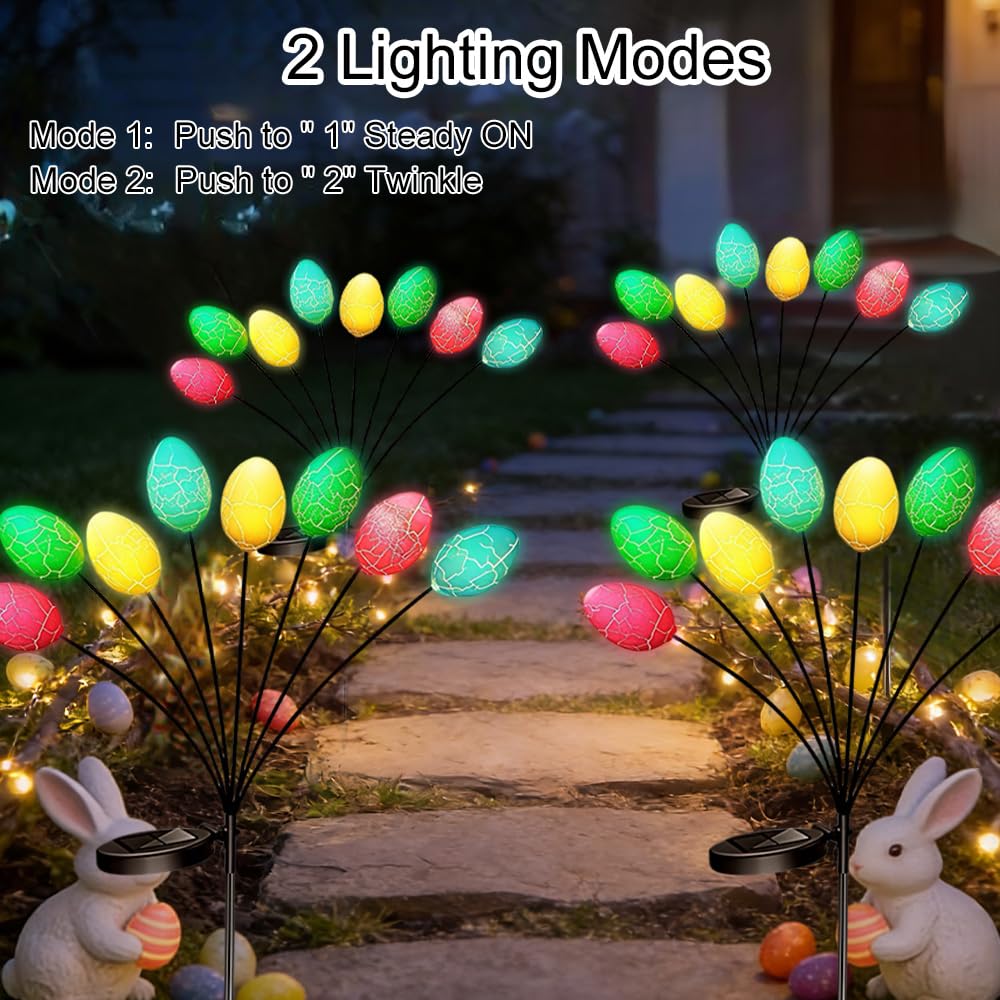Seilvda Easter egg lights in twinkle mode add playful sparkle along borders.