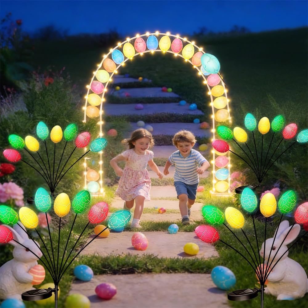 Seilvda solar Easter lights illuminate patios and porches with welcoming glow.