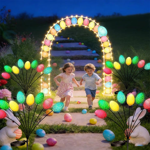 Seilvda solar Easter lights illuminate patios and porches with welcoming glow.
