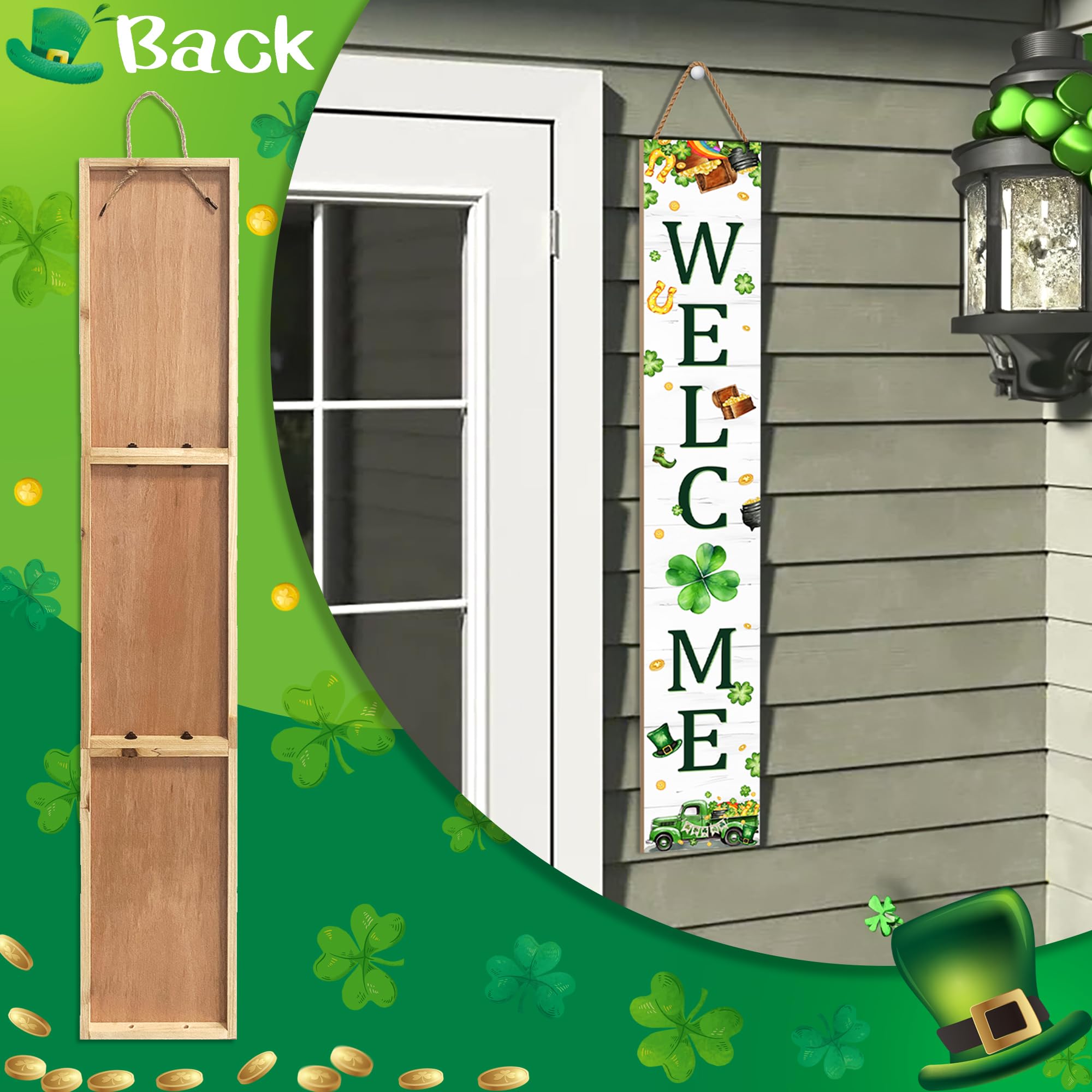 Seimip St Patrick's porch sign indoor outdoor use for versatile decor