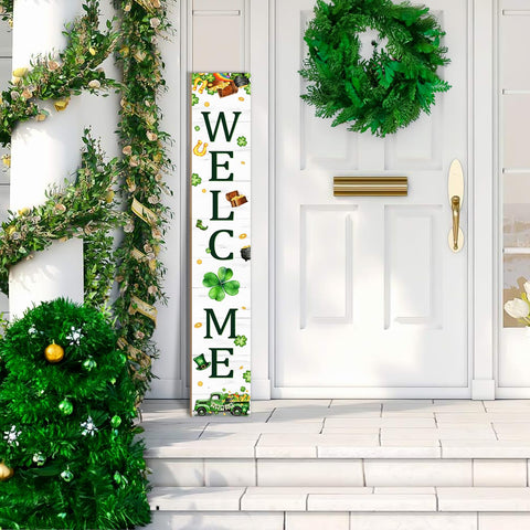 Seimip St Patrick's porch sign side view showing slim profile for porch corners