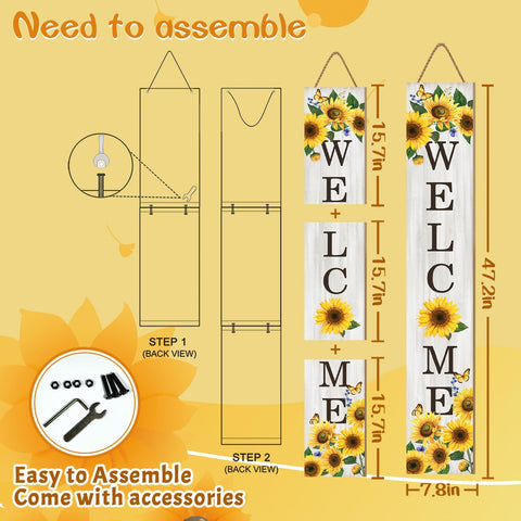 Seimip sunflower porch sign ready for indoor/outdoor placement
