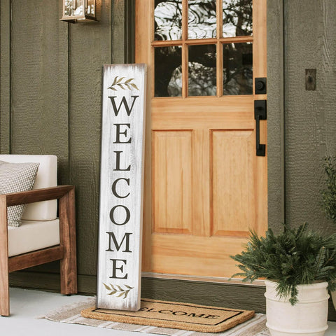Seimip vertical welcome sign stands upright for easy porch display.