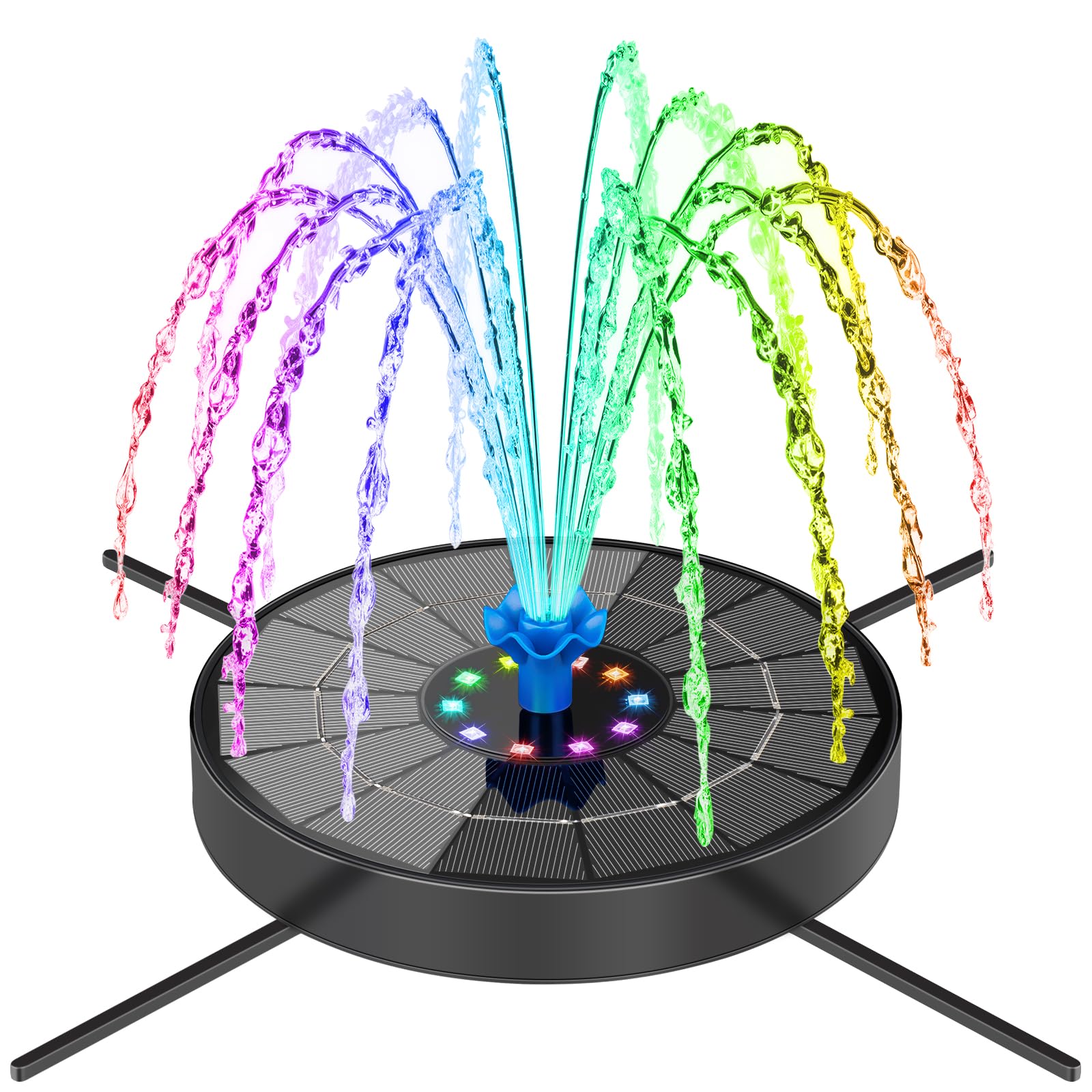 SEIRMEP solar fountain pump with glass panel demonstrates stable bird bath setup