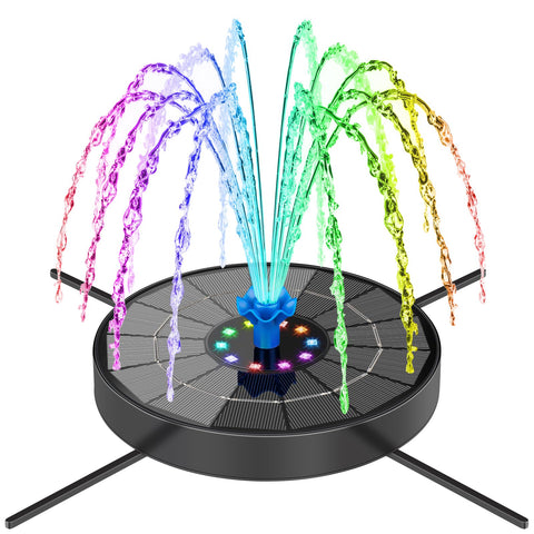 SEIRMEP solar fountain pump with glass panel demonstrates stable bird bath setup