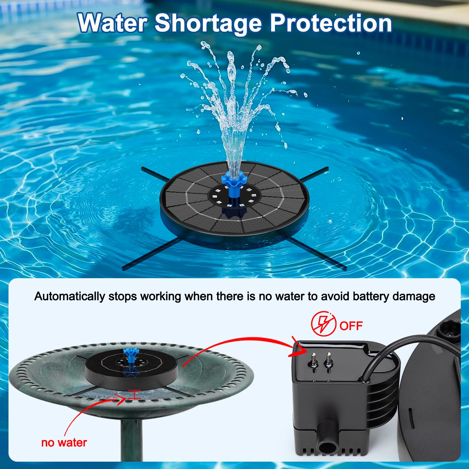 SEIRMEP solar pump offers three spray heights for versatile water features