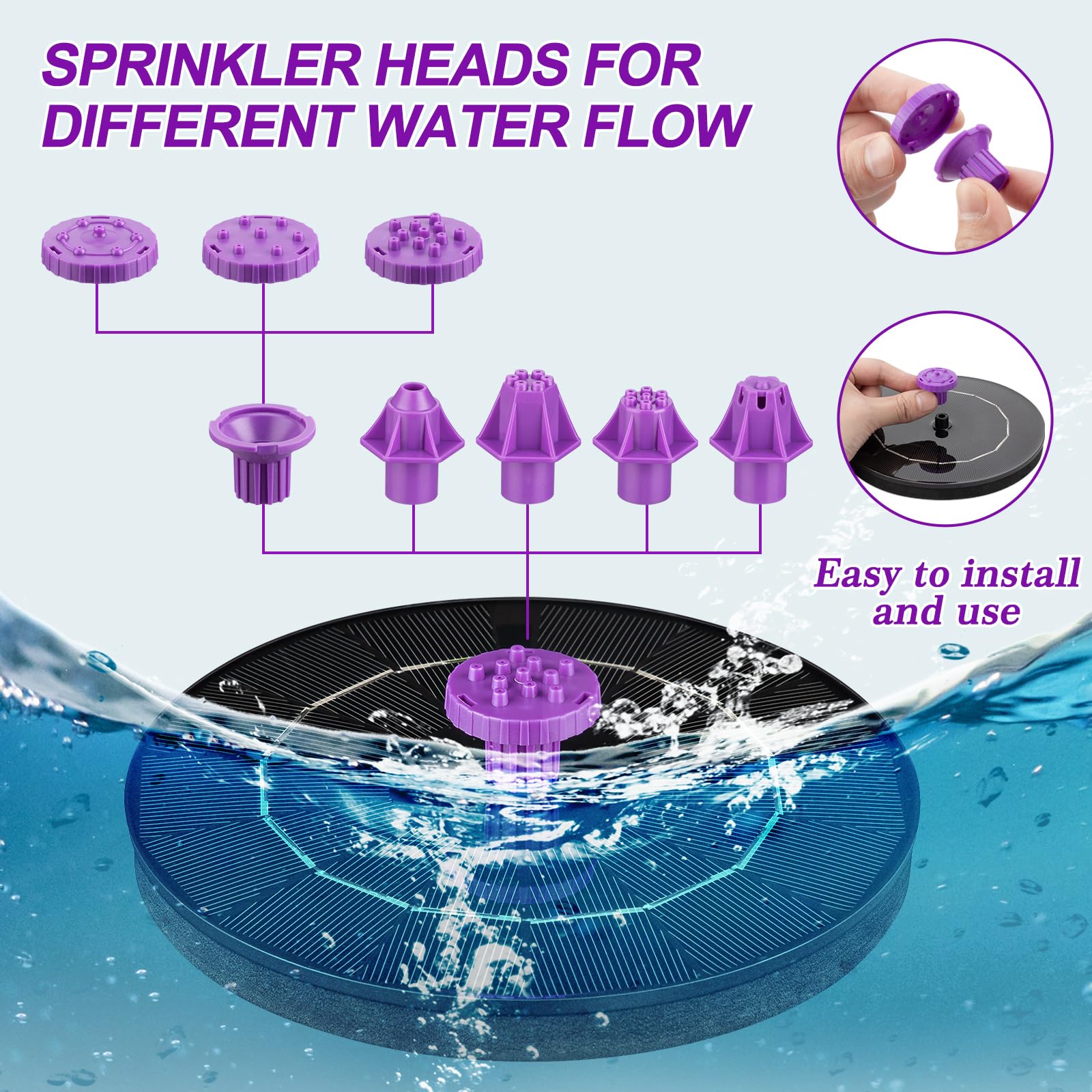 SEIRMEP adjustable water height demonstrates sunlight-driven spray reach.