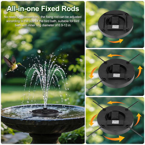 SEIRMEP solar fountain with LED lights for nighttime garden ambiance