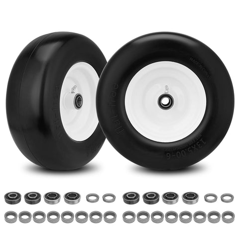 Sejaede 2pc 13x5-6 flat-free tire and wheel for riding mowers, maintenance-free operation