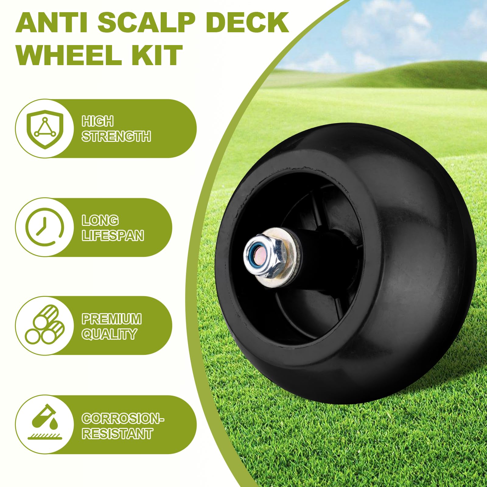 Sejaede durable corrosion-resistant wheels survive tough mowing sessions