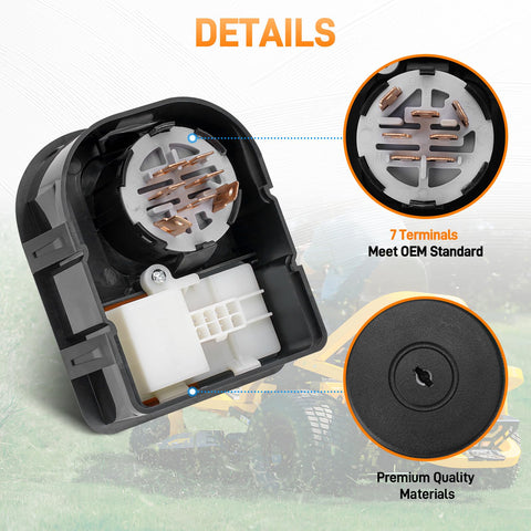 Sejaede ignition switch for Cub Cadet/MTD Craftsman compatibility with easy plug-in wiring.
