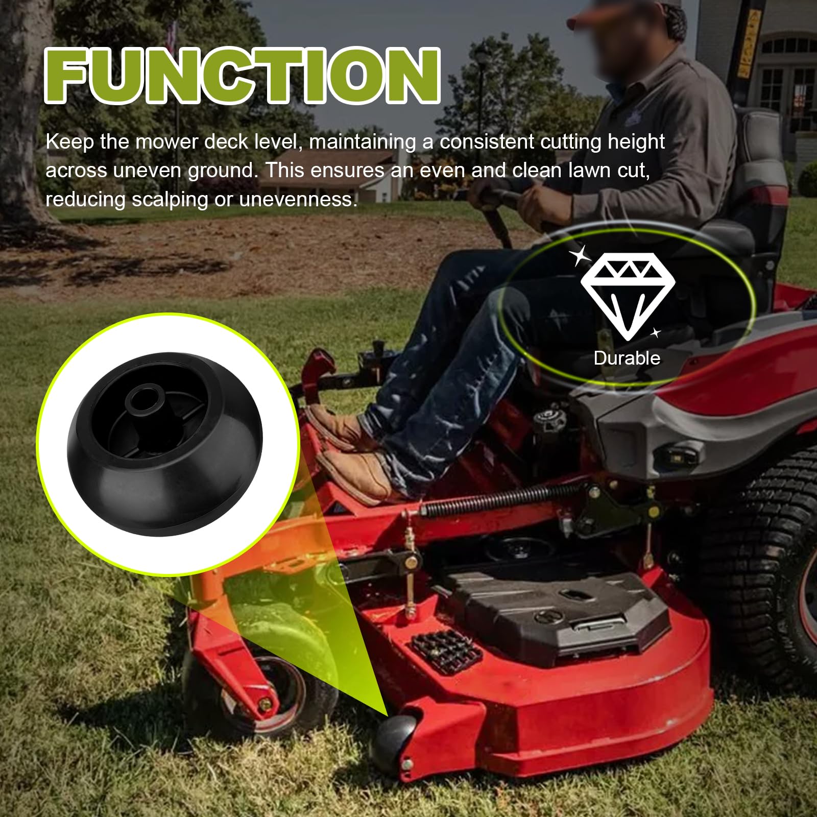 Sejaede level-deck-height wheels prevent scalping on slopes