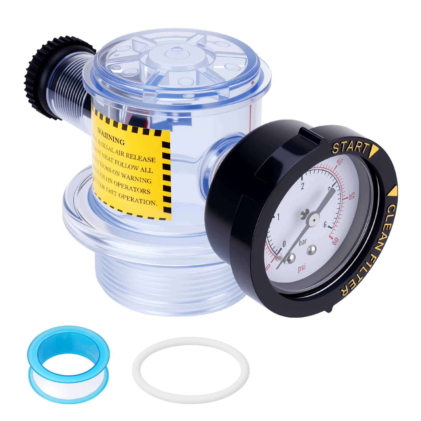Sejaede manual air relief assembly clear body enables easy air release monitoring during filtration