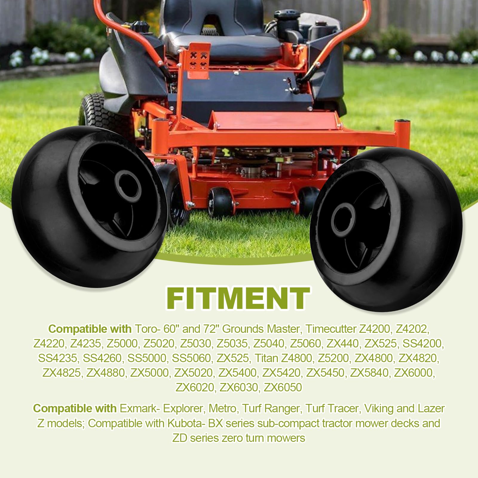 Sejaede toro-exmark-kubota-compatible deck wheels maintain height across terrain