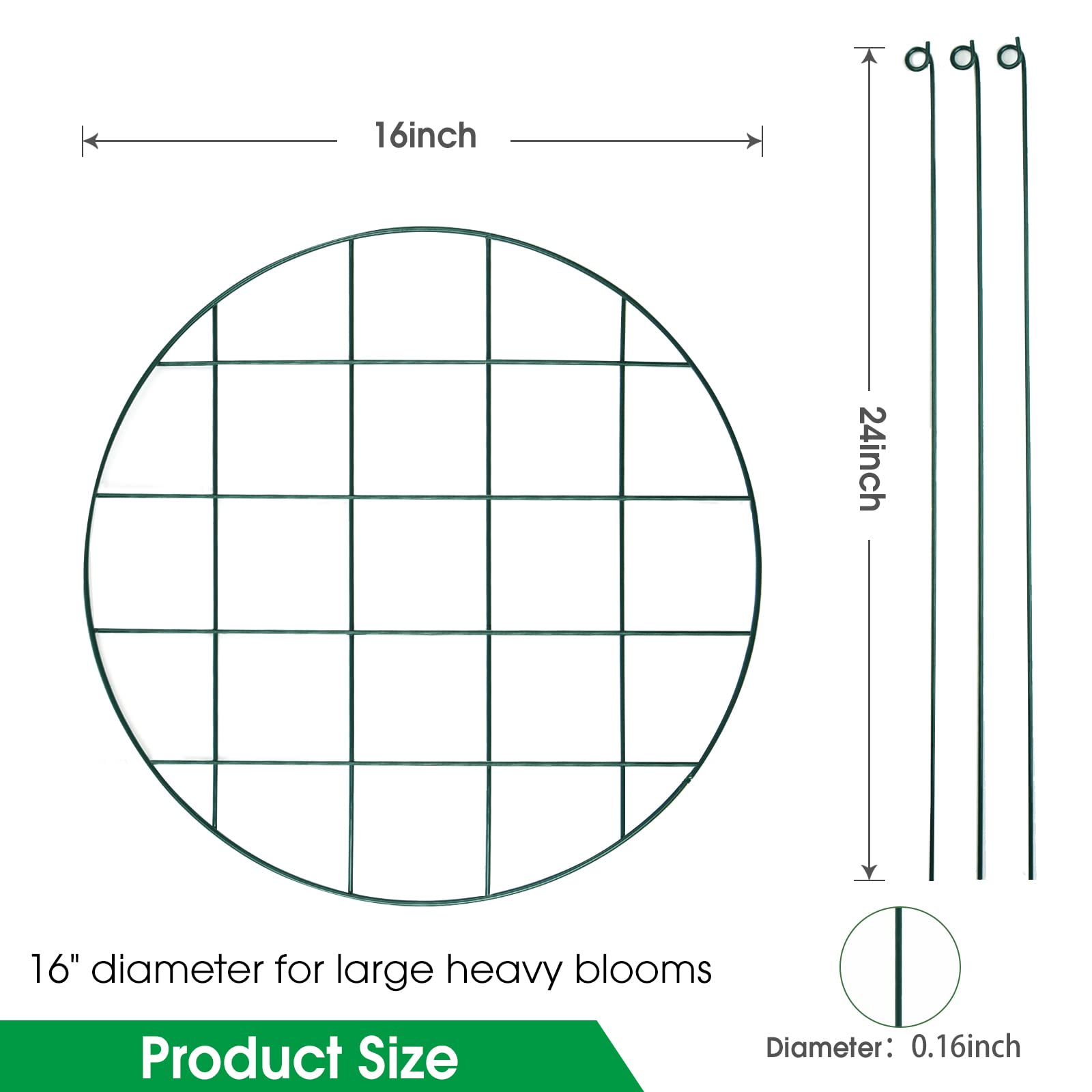 Sekcen grow-through grid stakes enable quick, secure setup around young plants.