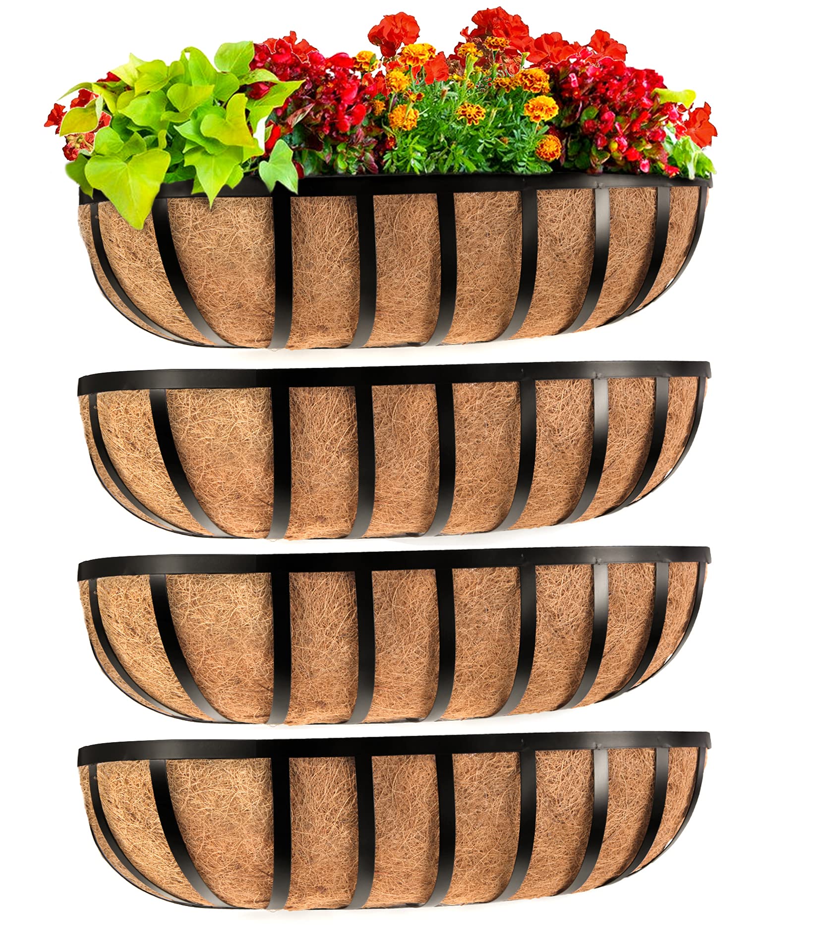 Sekcen railing planter window box 24inch mounted for space-saving outdoor decor.