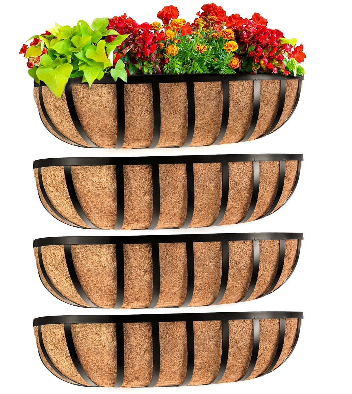 Sekcen railing planter window box 24inch mounted for space-saving outdoor decor.