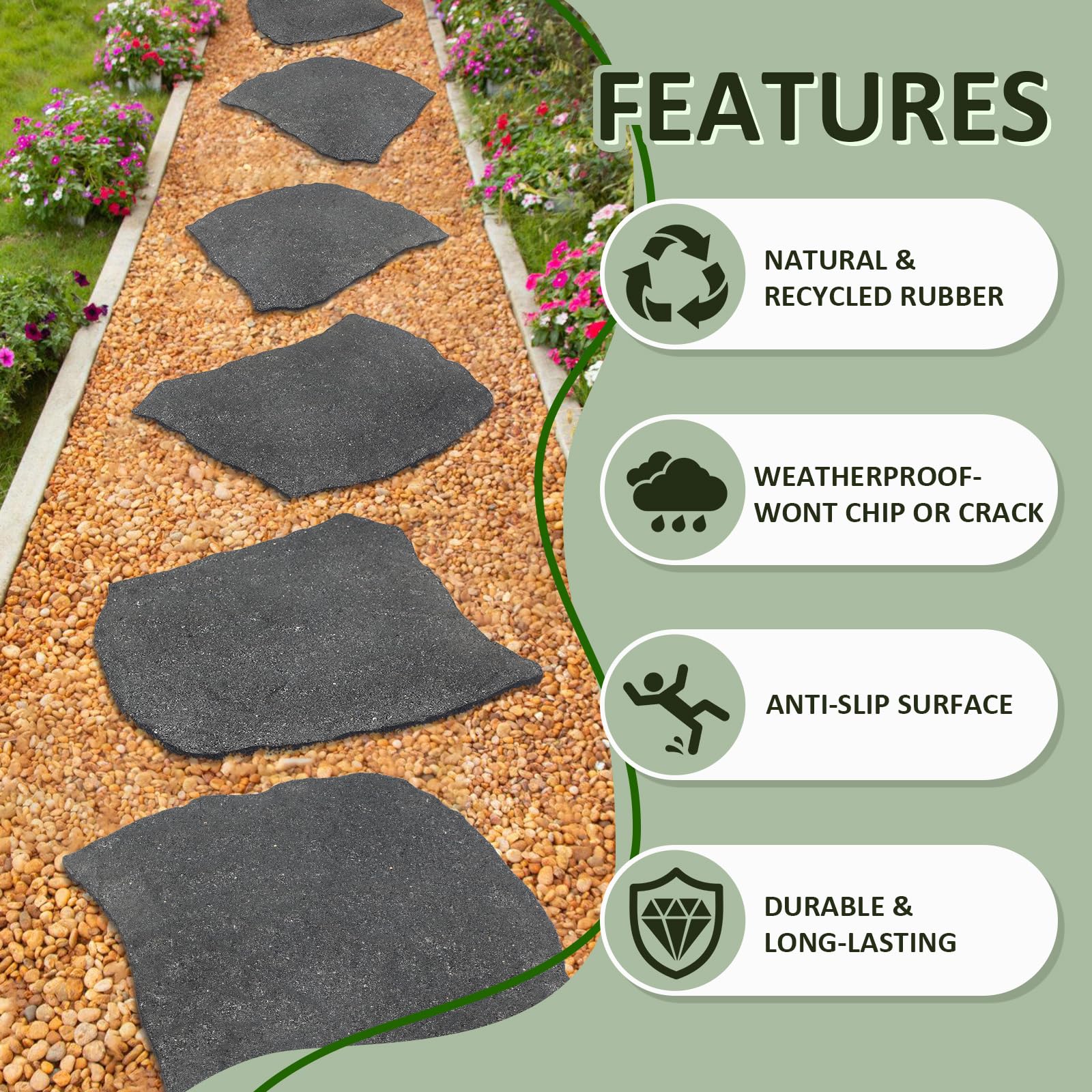 Sekcen simulated flagstone look rubber stones deliver classic charm and practicality.