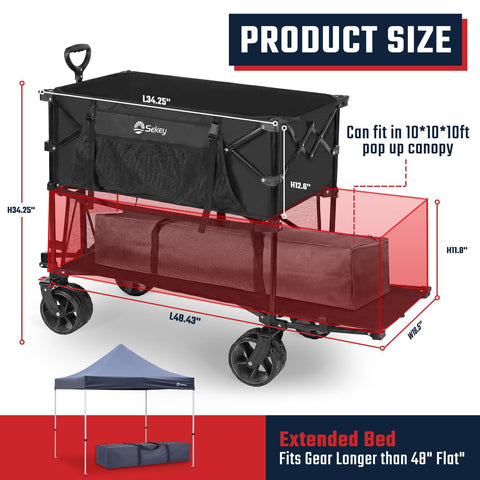 Sekey wagon design fits standard 10x10 canopies for easy setup.