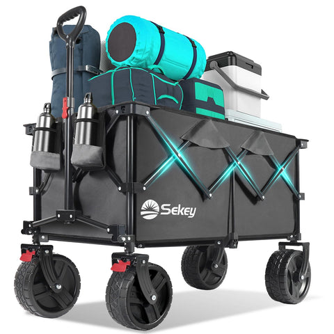 Sekey 220L foldable wagon overview with large capacity and easy transport.