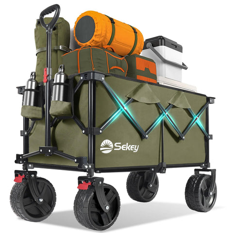 Sekey 220L wagon with foldable design and big all-terrain wheels for outdoor adventures.