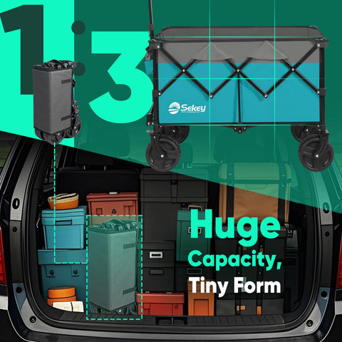Sekey wagon interior shows 220L capacity for bulky gear.