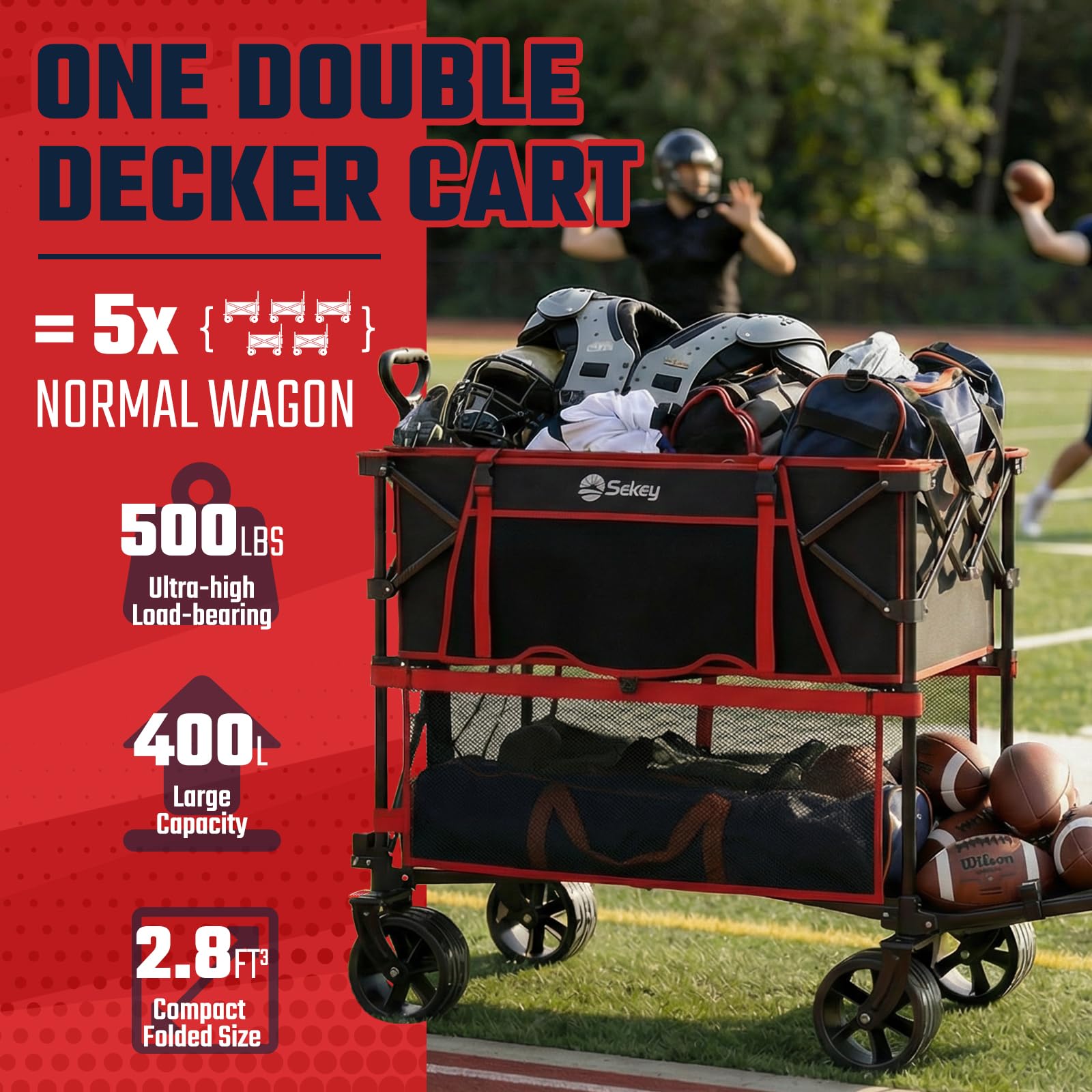 Sekey large-capacity collapsible cart ready for a 10x10 canopy setup.