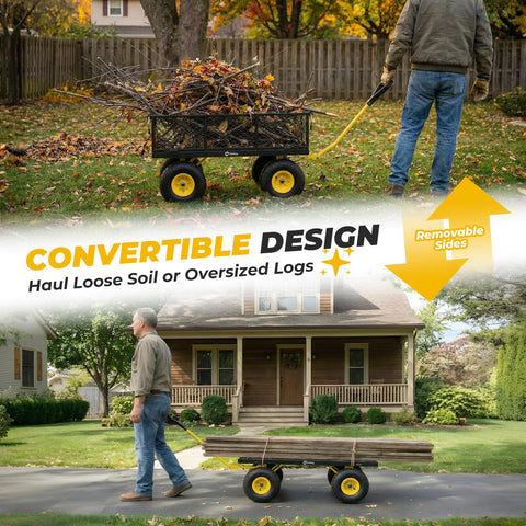 Sekey cart with removable mesh sides for quick flatbed conversion