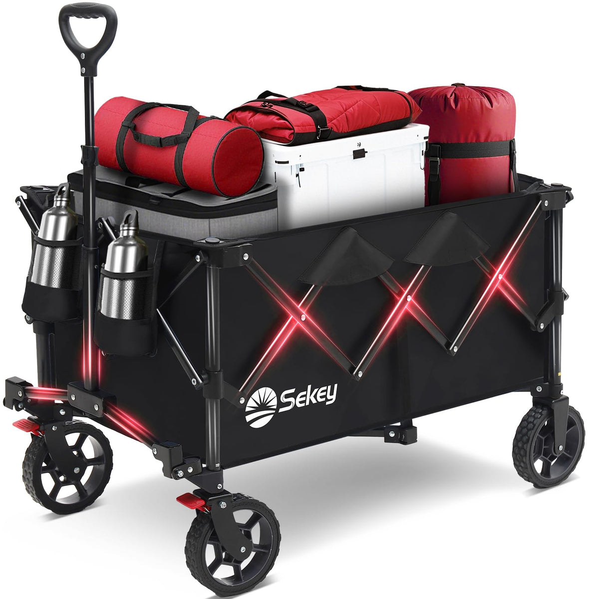 Sekey collapsible wagon with a sturdy big frame for heavy hauling