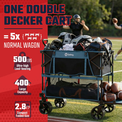 Sekey double-decker wagon extender in use at campsite