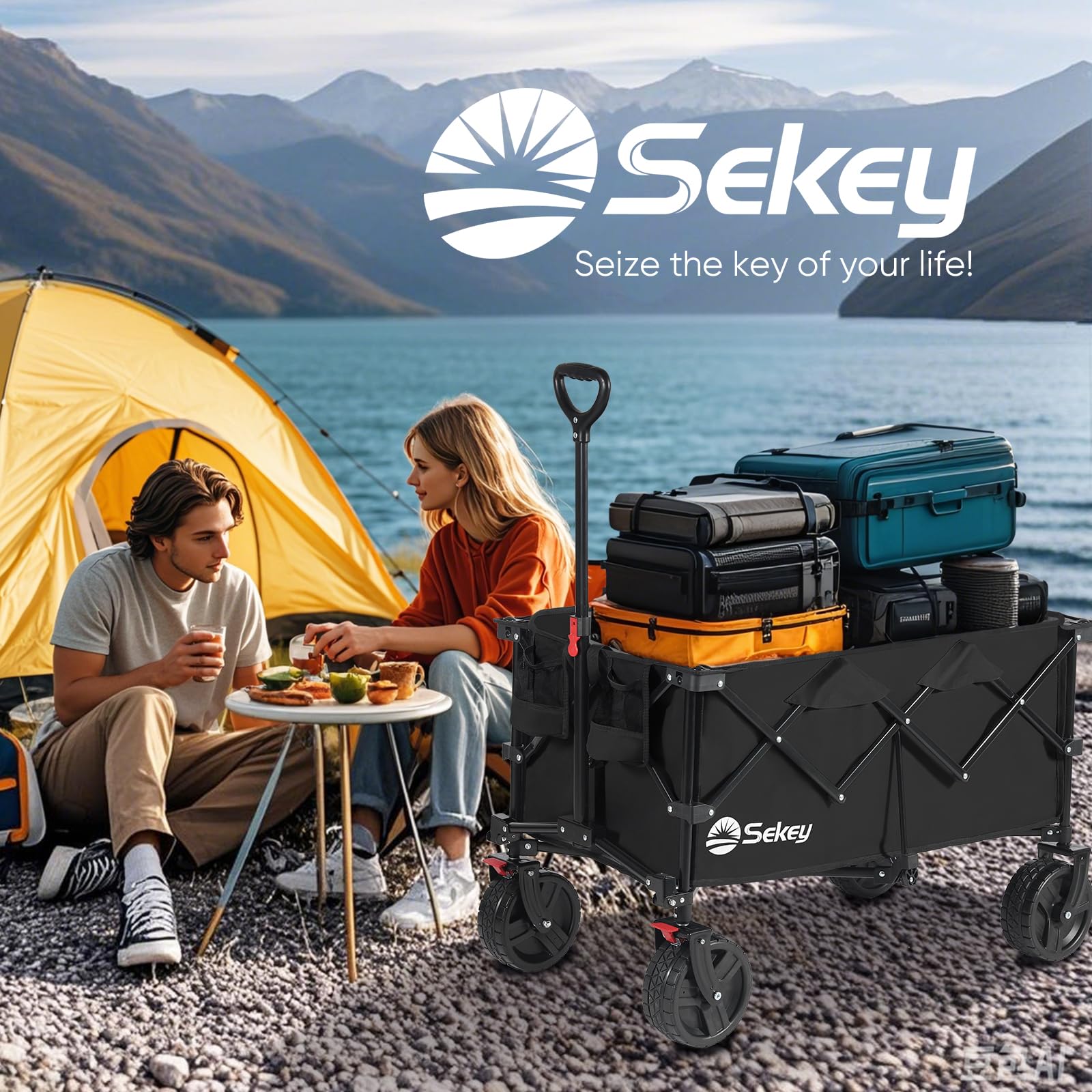 Sekey heavy-duty cargo space supporting large loads for camping or gardening.
