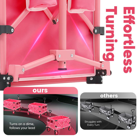 Sekey Pink Wagon features cup holders for beverages on the move.