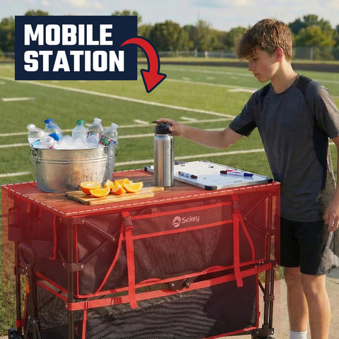 Sekey wagon arrives ready to use and unfolds in seconds.