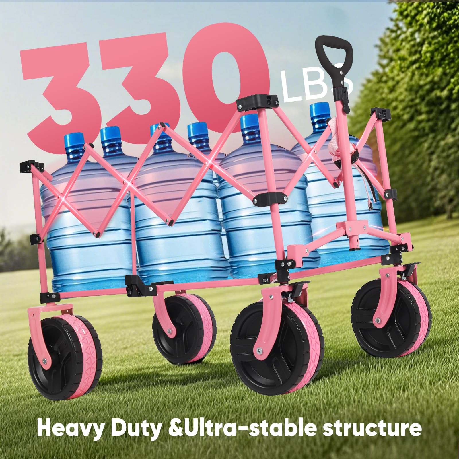 Sekey wagon 7-inch all-terrain wheels rolling on varied surfaces