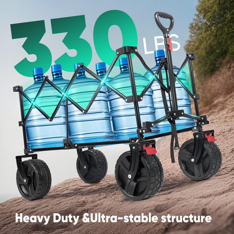 Sekey wagon with 8-inch beach wheels rolling over sand for outdoor use.