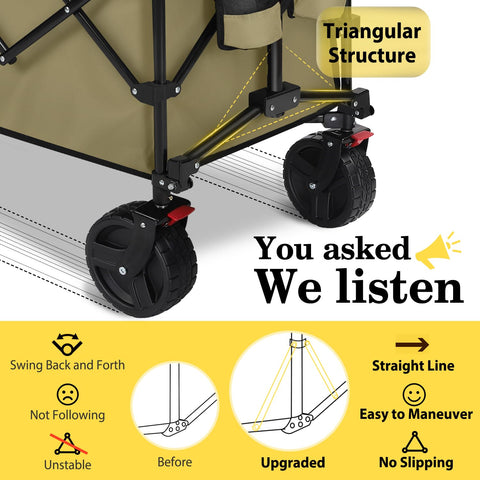 Sekey wagon all-terrain 7-inch wheels ready for uneven surfaces.