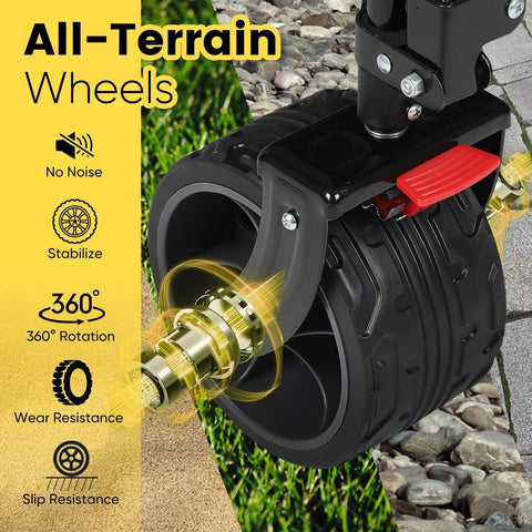 Sekey wagon all-terrain wheels show smooth movement across sand or turf