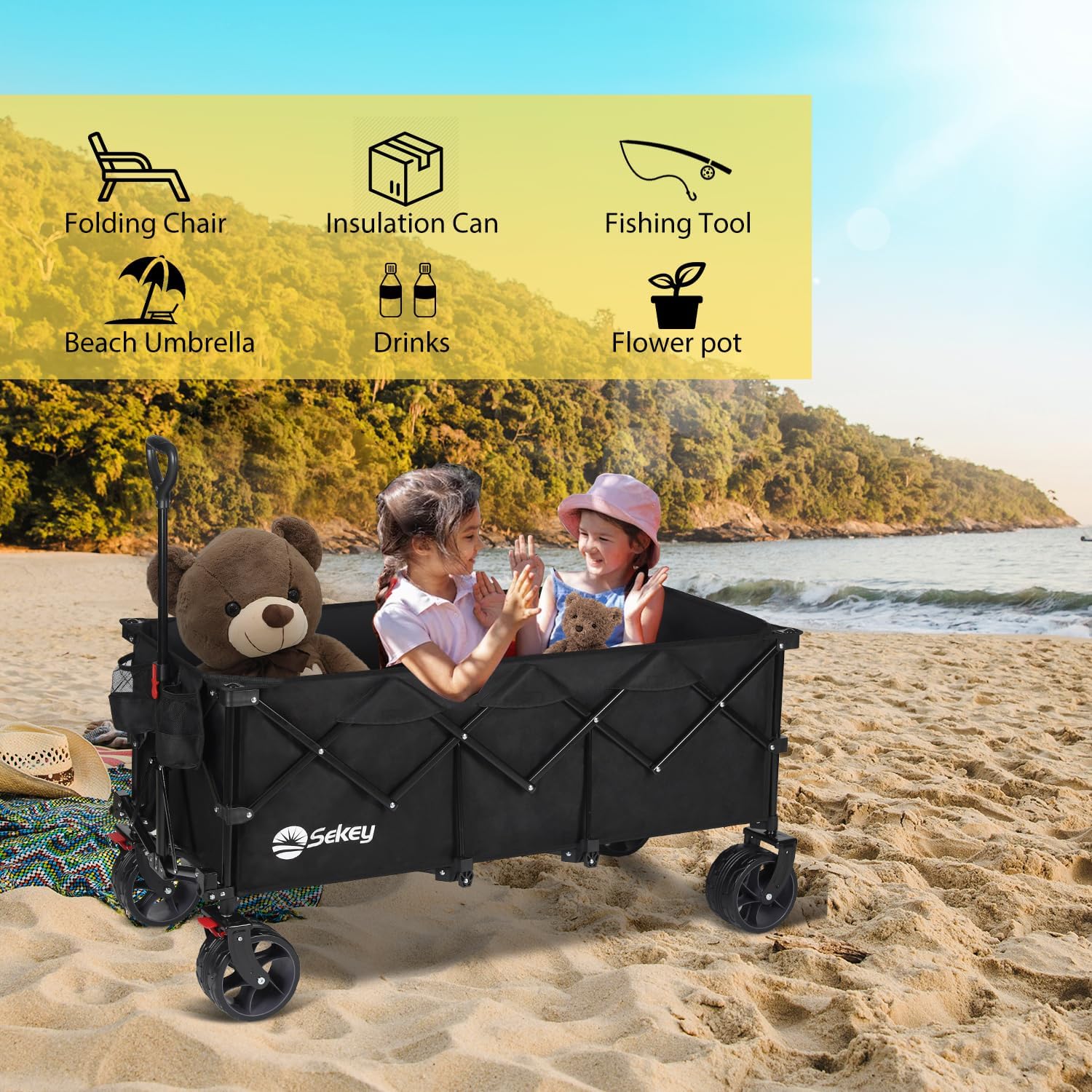 Sekey wagon beach-lawn use shows versatile everyday utility