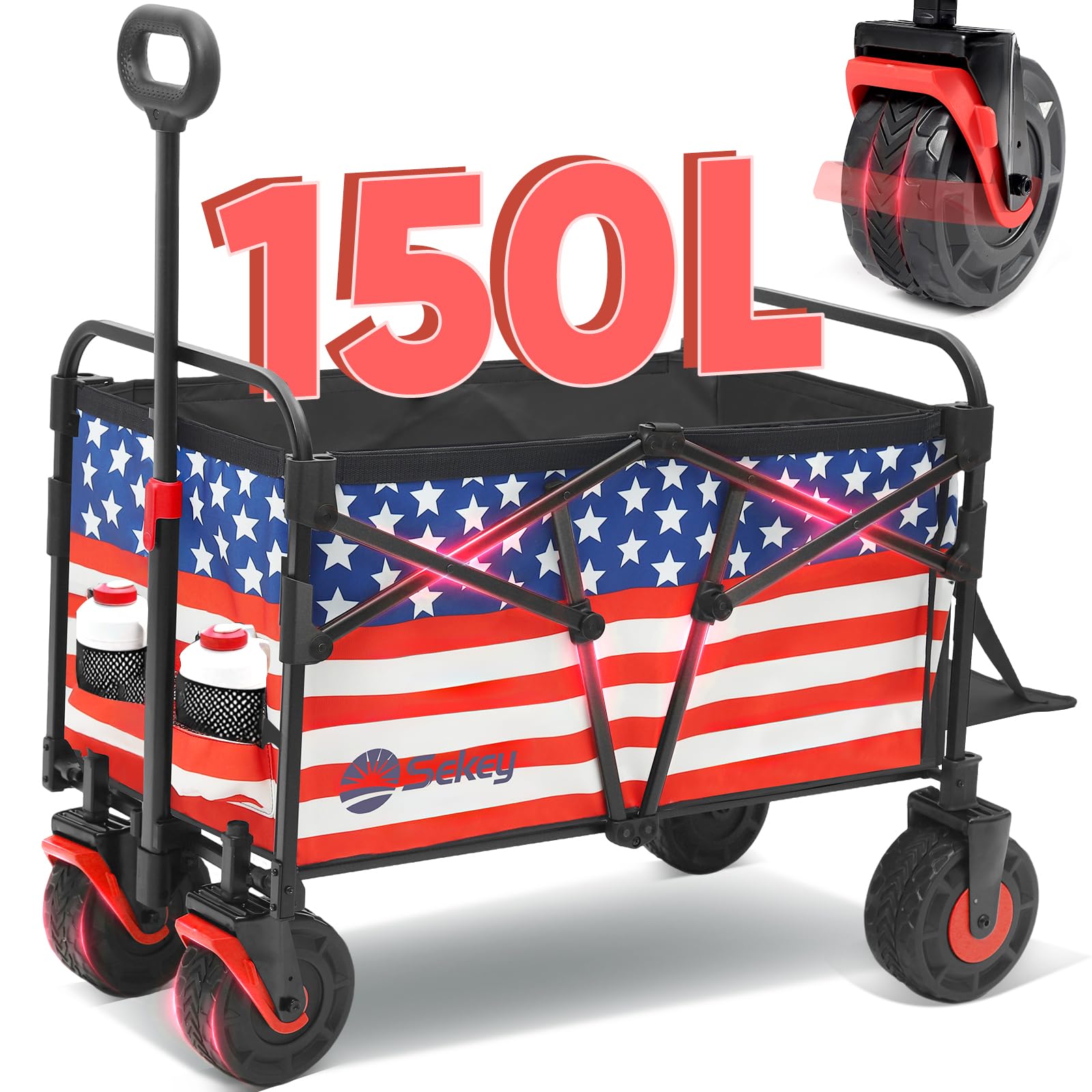 Sekey wagon cart with big terrain wheels for stable sand and grass transport