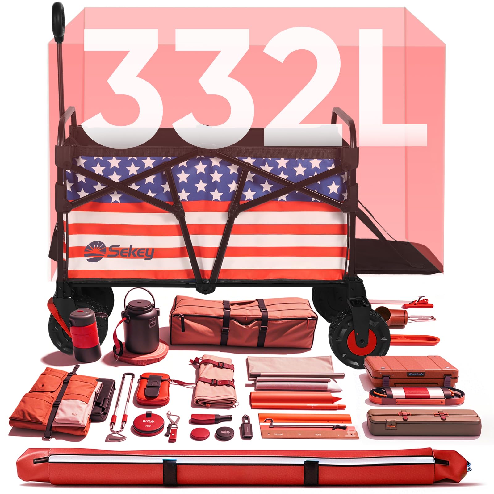 Sekey wagon cart tailgate extension opens to fit long items for efficient trips