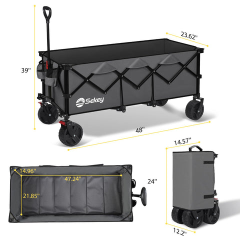 Sekey wagon’s one-hand fold design simplifies setup and storage.