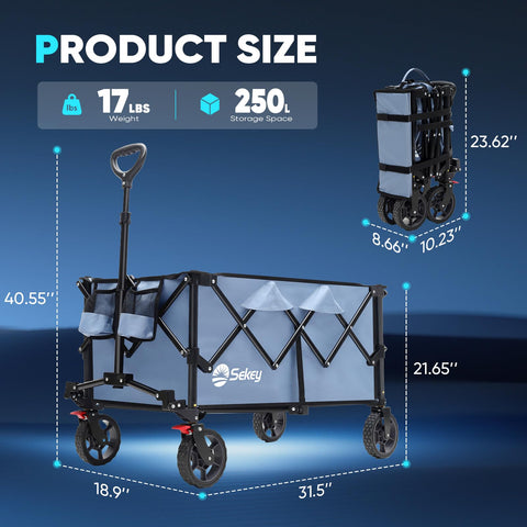 Sekey wagon folded with carry bag ready for trunk storage