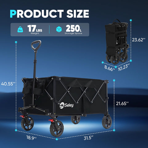 Sekey wagon folds to a compact size for trunk storage