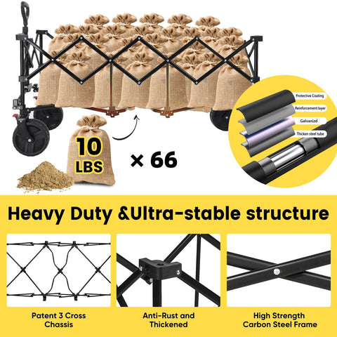 Sekey wagon 660-lb capacity supports heavy-duty hauling tasks