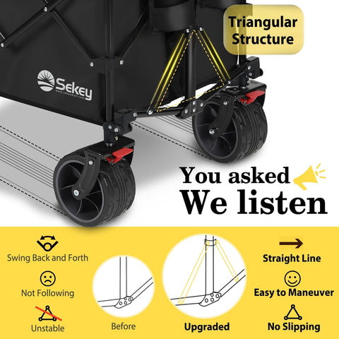 Sekey wagon thick-frame closeup highlights 20% stronger tubes for stability