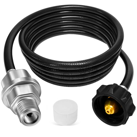 Sekvira propane fuel filter with 12 ft hose ensures clean, consistent flow.