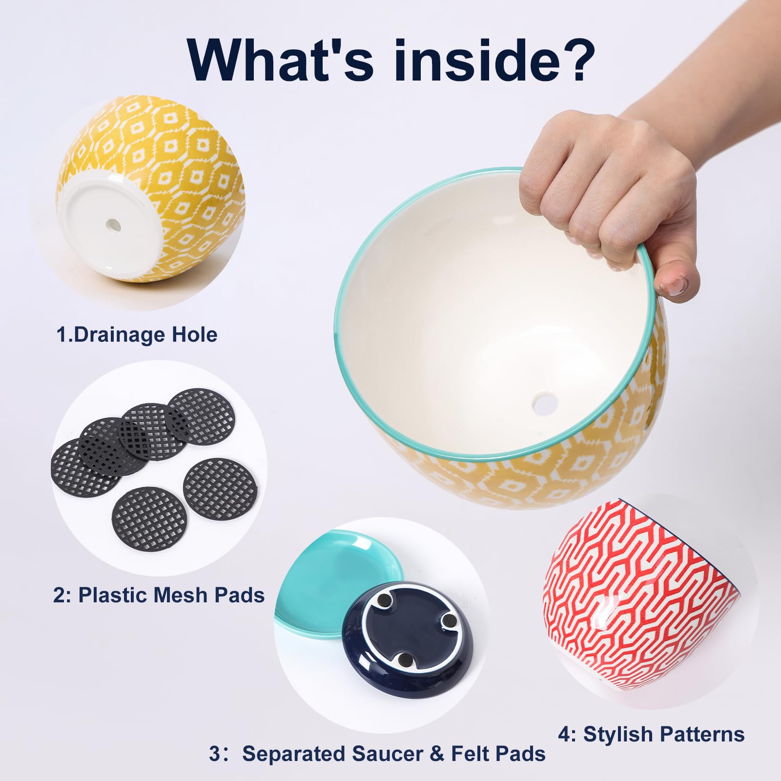 Selamica pot with saucer helps catch excess water and protect surfaces.