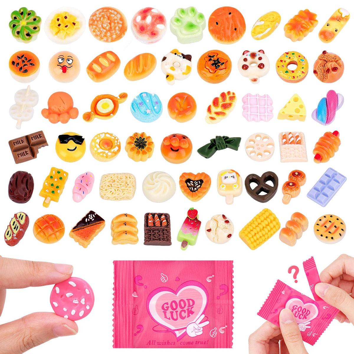 SelfTek mystery food blind bags package displaying random mini treats for unboxing fun.