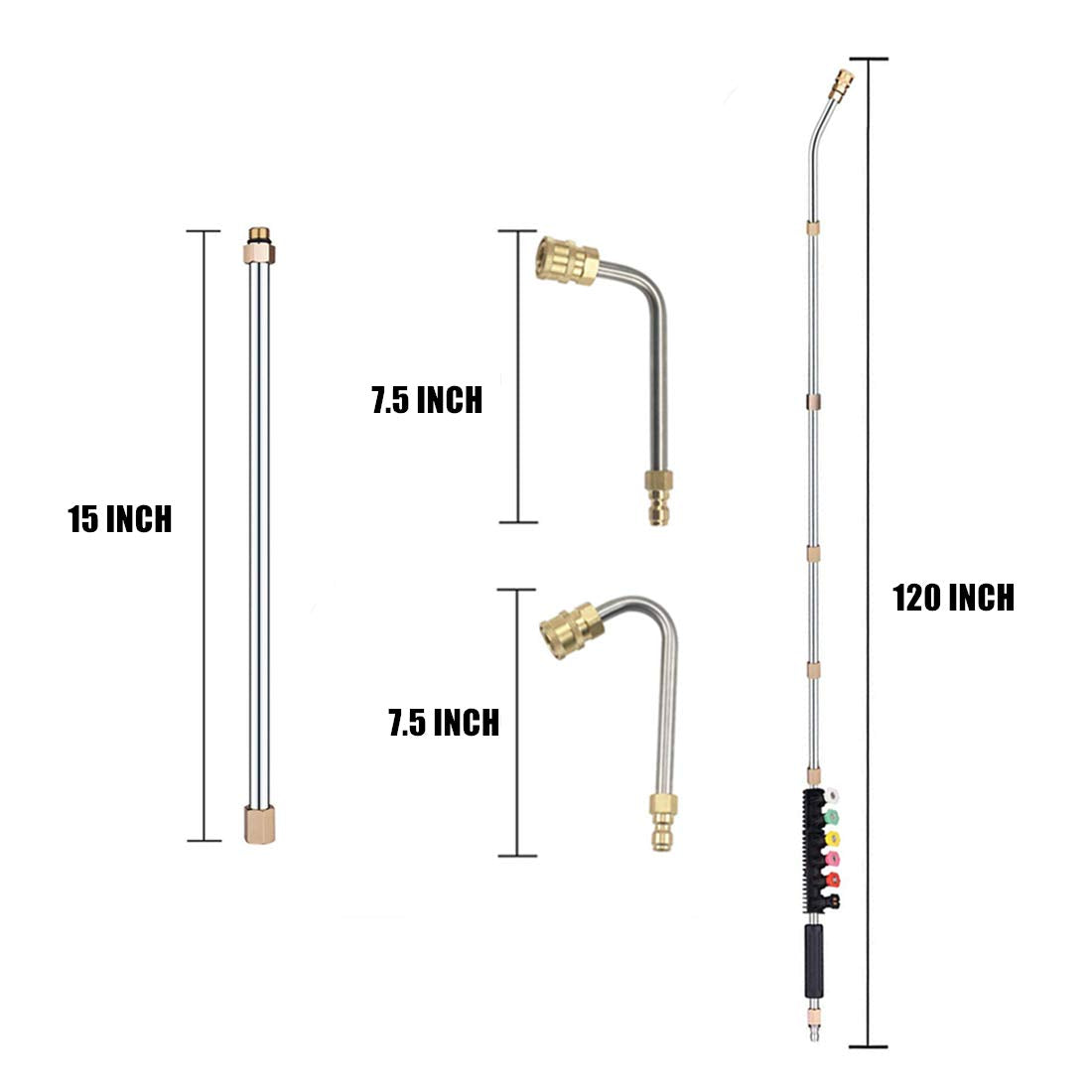 Selkie six 15-inch straight wands extend reach for tall cleaning tasks.